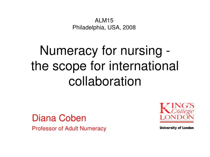 numeracy for nursing the scope for international collaboration