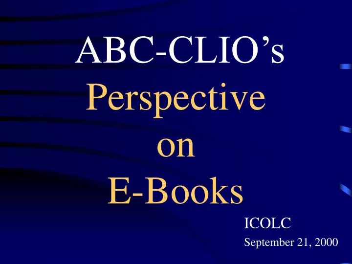 abc clio s perspective on e books