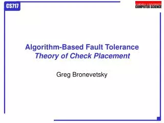Algorithm-Based Fault Tolerance Theory of Check Placement