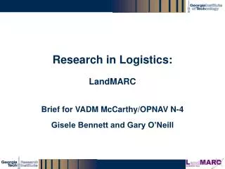 Research in Logistics: LandMARC