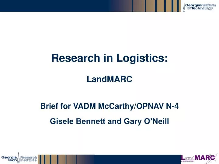 research in logistics landmarc