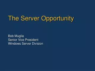 The Server Opportunity