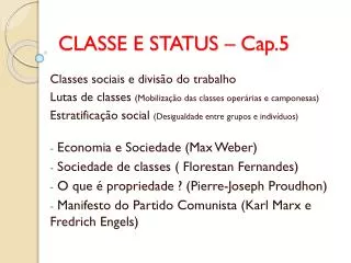classe e status cap 5