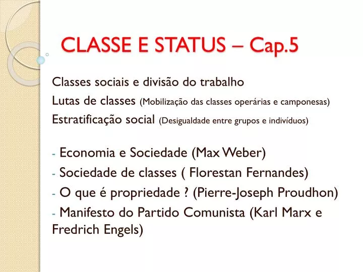 classe e status cap 5