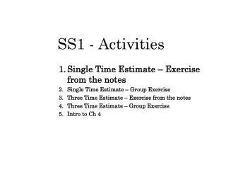 SS1 - Activities