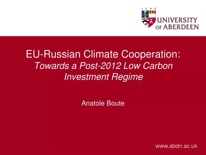 eu russian climate cooperation towards a post 2012 low carbon investment regime