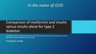 Comparison of metformin and insulin versus insulin alone for type 2 diabetes