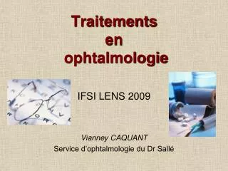 traitements en ophtalmologie