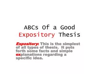 ABCs Of a Good Expository Thesis