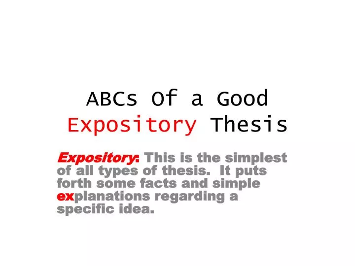 abcs of a good expository thesis