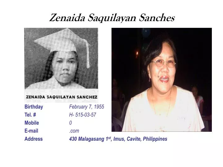 zenaida saquilayan sanches