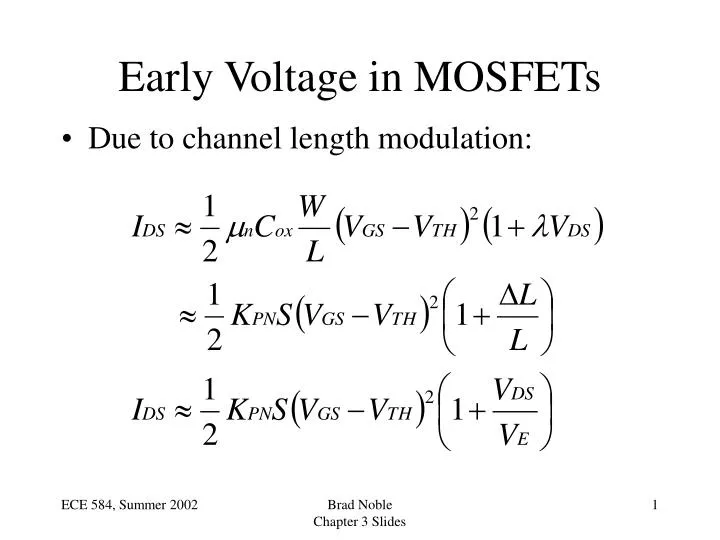 early voltage in mosfets