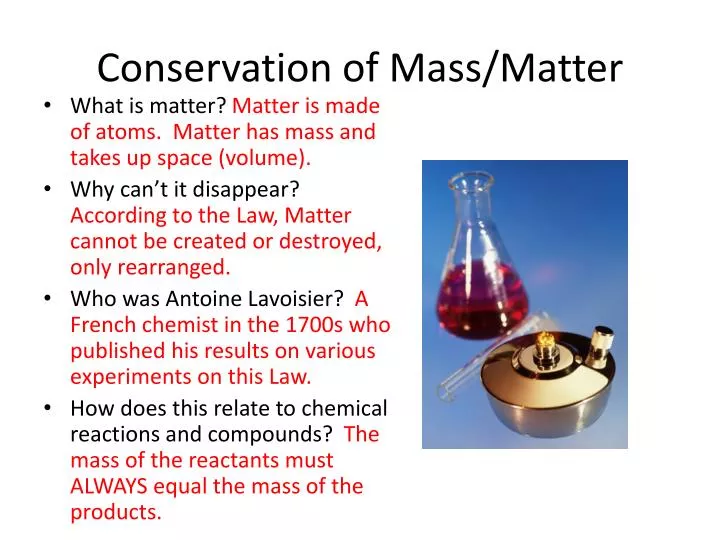 conservation of mass matter