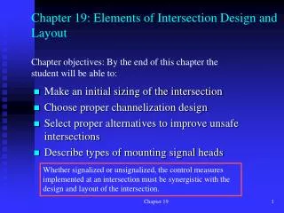 Chapter 19: Elements of Intersection Design and Layout