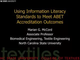 Using Information Literacy Standards to Meet ABET Accreditation Outcomes