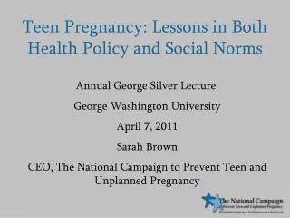 Teen Pregnancy: Lessons in Both Health Policy and Social Norms