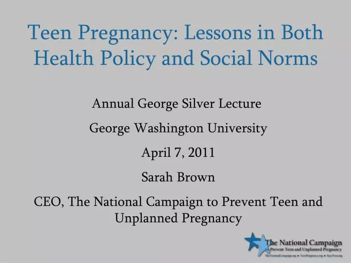 teen pregnancy lessons in both health policy and social norms
