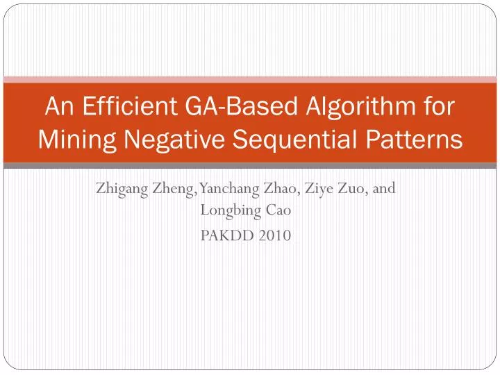 an efficient ga based algorithm for mining negative sequential patterns
