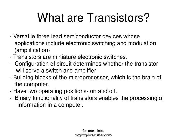 what are transistors
