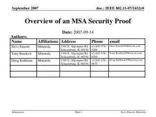 Overview of an MSA Security Proof