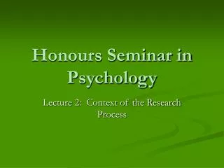 Honours Seminar in Psychology