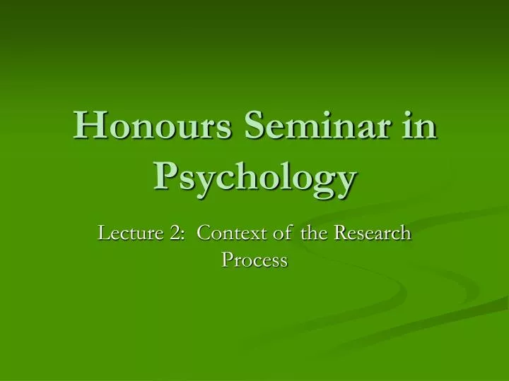 honours seminar in psychology