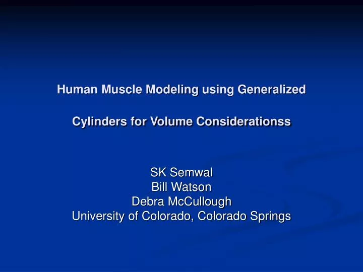 human muscle modeling using generalized cylinders for volume considerationss