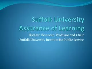 Suffolk University Assurance of Learning