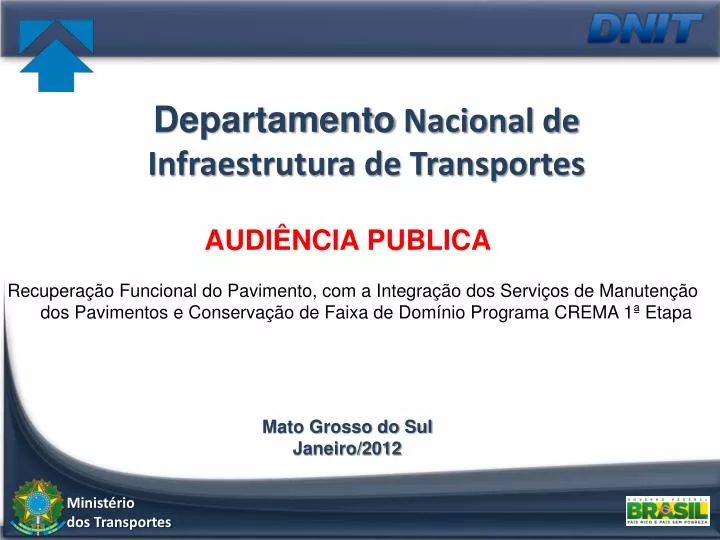 departamento nacional de infraestrutura de transportes
