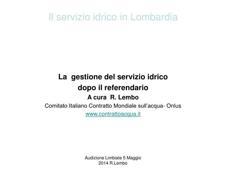 il servizio idrico in lombardia