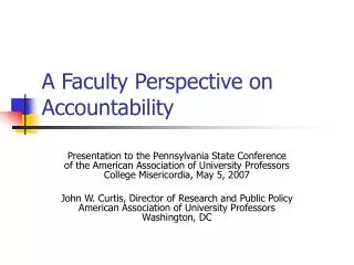 A Faculty Perspective on Accountability
