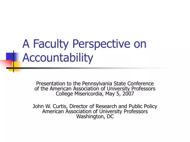 a faculty perspective on accountability