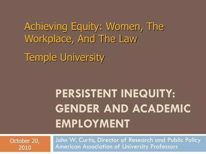 persistent inequity gender and academic employment