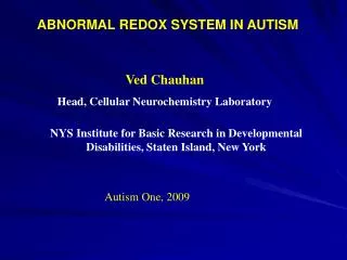 ABNORMAL REDOX SYSTEM IN AUTISM