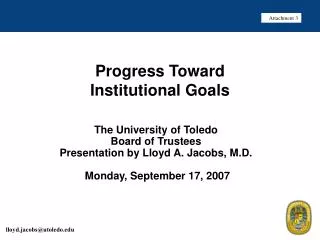 Progress Toward Institutional Goals