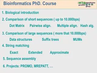Bioinformatics PhD. Course