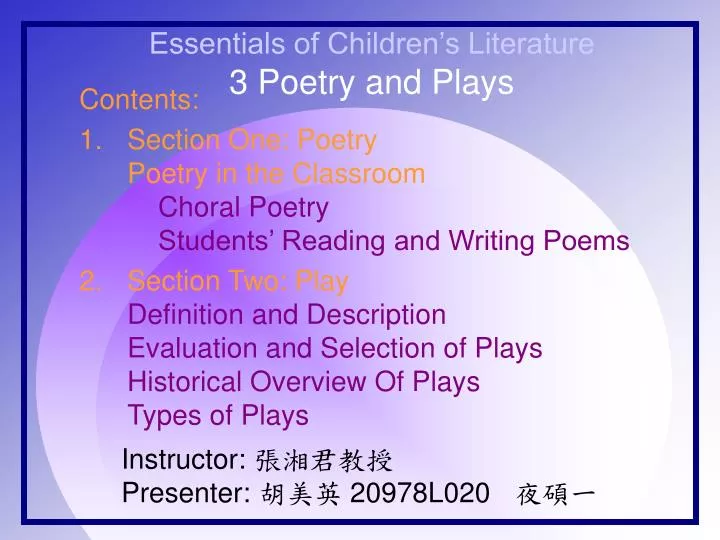 essentials of children s literature 3 poetry and plays