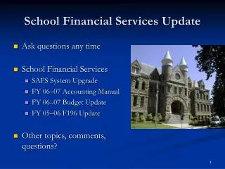 School Financial Services Update