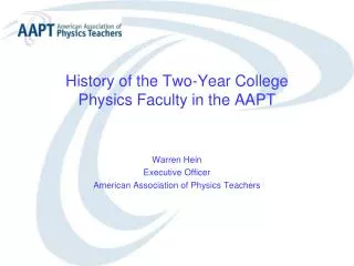 History of the Two-Year College Physics Faculty in the AAPT