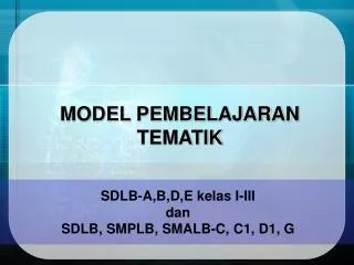 model pembelajaran tematik