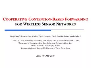 Cooperative Contention-Based Forwarding for Wireless Sensor Networks