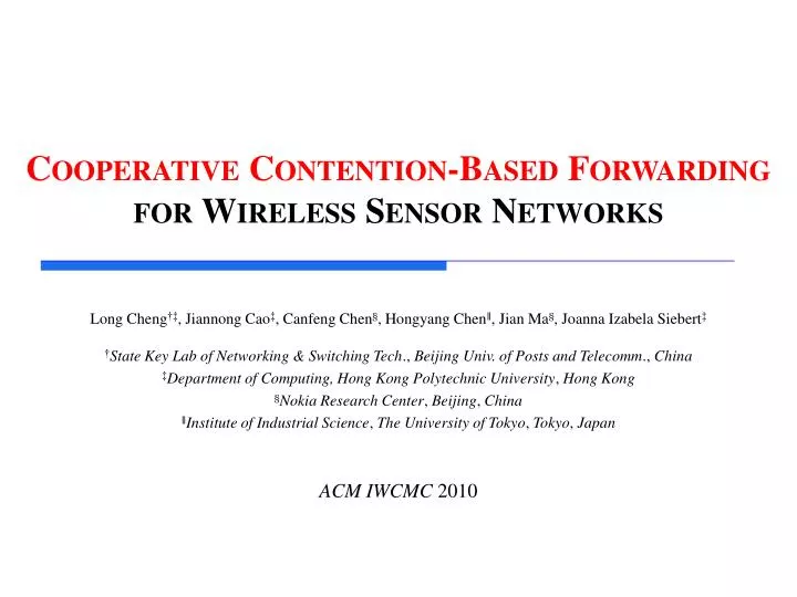 cooperative contention based forwarding for wireless sensor networks
