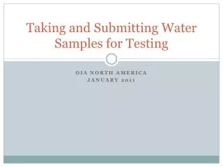 Taking and Submitting Water Samples for Testing