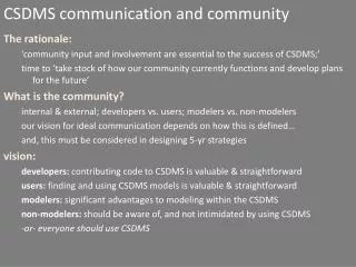 CSDMS communication and community