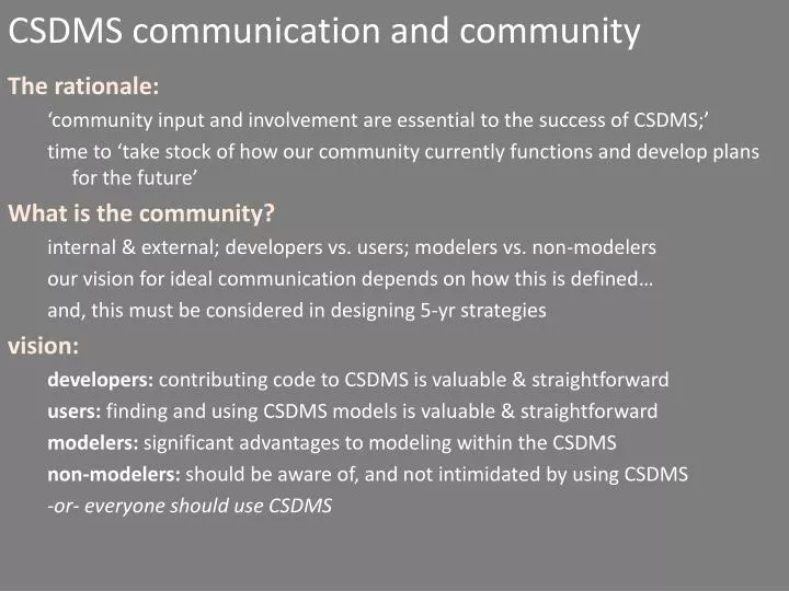 csdms communication and community
