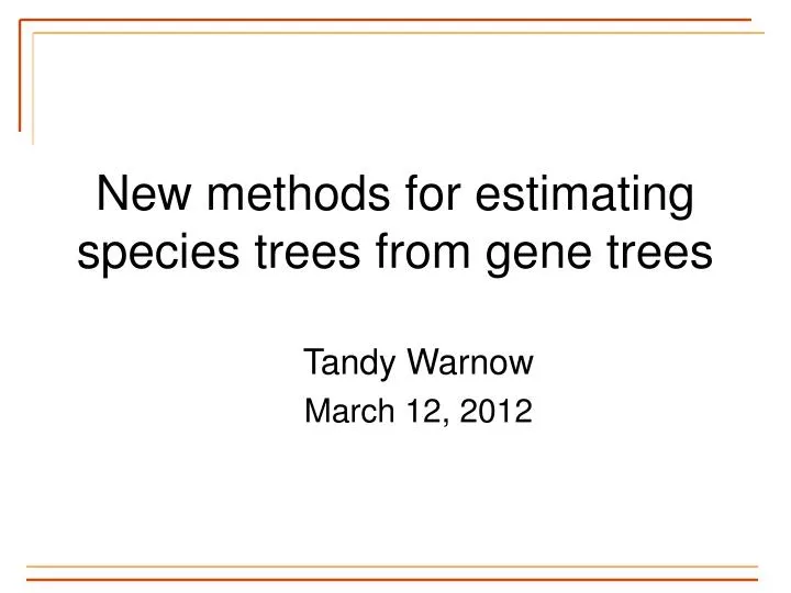 new methods for estimating species trees from gene trees