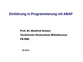 Einführung in Programmierung mit ABAP