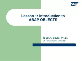 Lesson 1: Introduction to ABAP OBJECTS