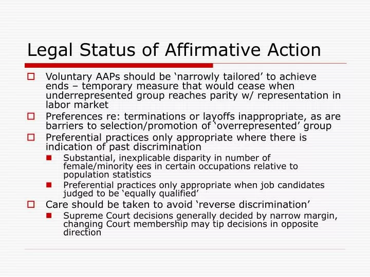 legal status of affirmative action