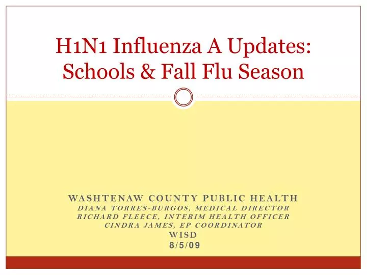 h1n1 influenza a updates schools fall flu season